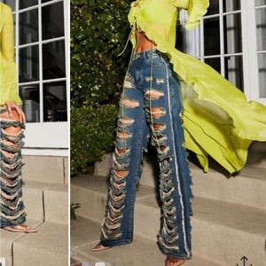 Distressed Blue Jeans